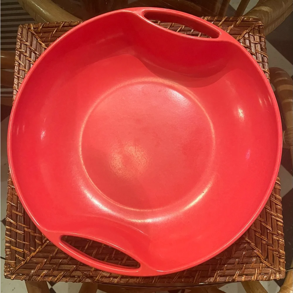 Orange BRANCHELL Vtg. Double Handle Serving Bowl - beautiful condition & color!!